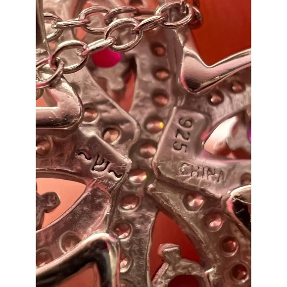 Lab ruby and CZ cross pendant and chain in rhodium over sterling silver - Picture 10 of 11